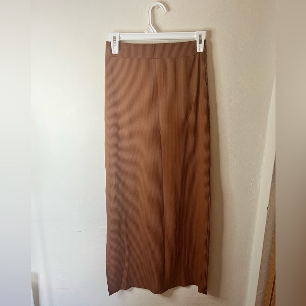 SHEIN High Waisted Split Thigh Skirt, Size M, Brown